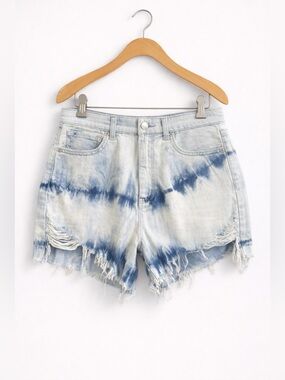 AMERICAN EAGLE Tie Dye Denim Shorts High Rise Cutoff Festival